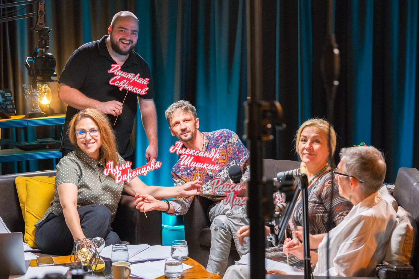 The GalilTV team backstage in the studio before filming