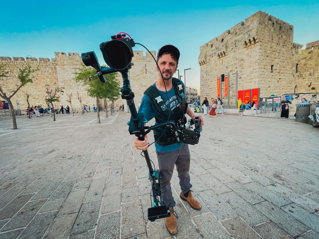 Filming with a stabilizer in Jerusalem