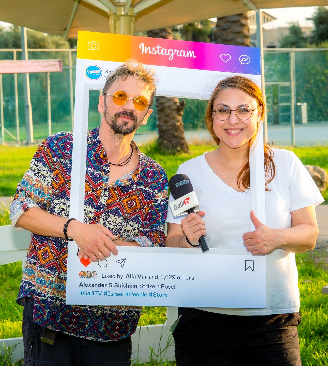 Instagram photo zone — the GalilTV team at an event