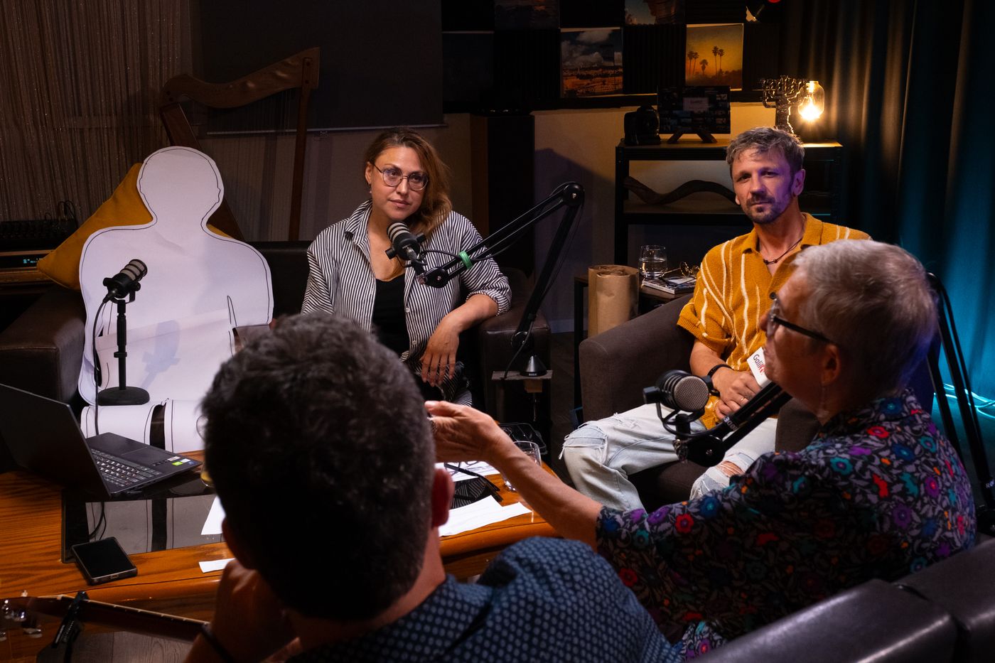 Filming an interview in the GalilTV studio — guests and hosts